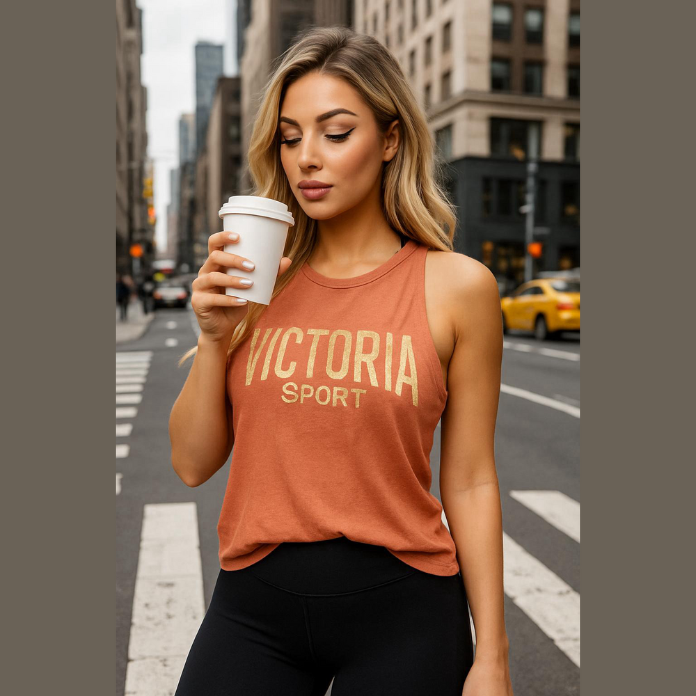 Victoria's Secret Scoop Back Tank with Gold Logo Print